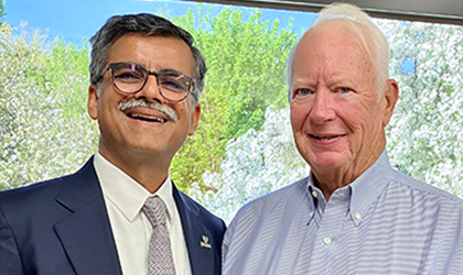Dr. Puneet Sindhwani, chair of the UTMC Department of Urology, left, with Edward Heinz who underwent successful treatment for prostate cancer